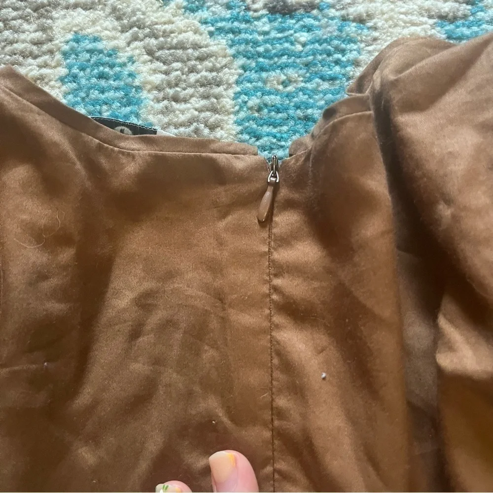 LaRoque Original Brown 100% Cotton Puff Sleeve Fit & Flare Mini Dress Size Large